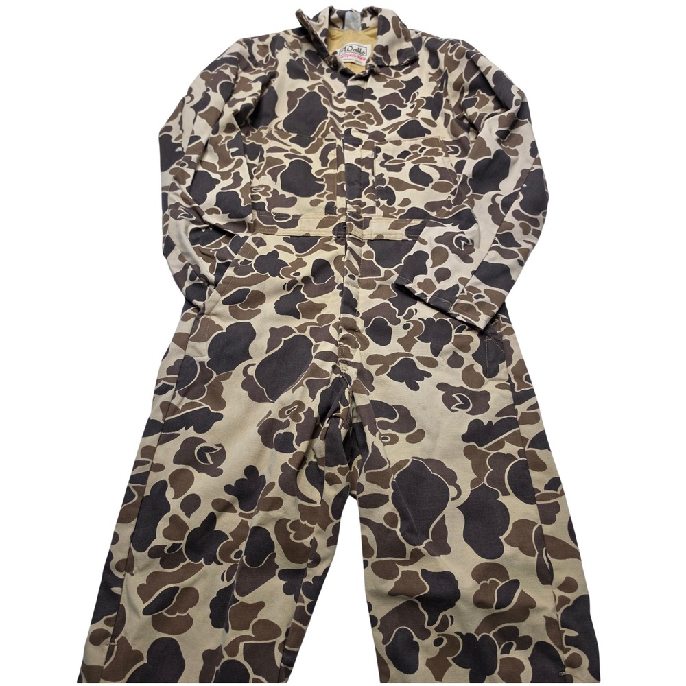 Walls Blizzard Pruf Insulated Camo Coveralls Mens Brown Duck Hunter Hunting Suit
